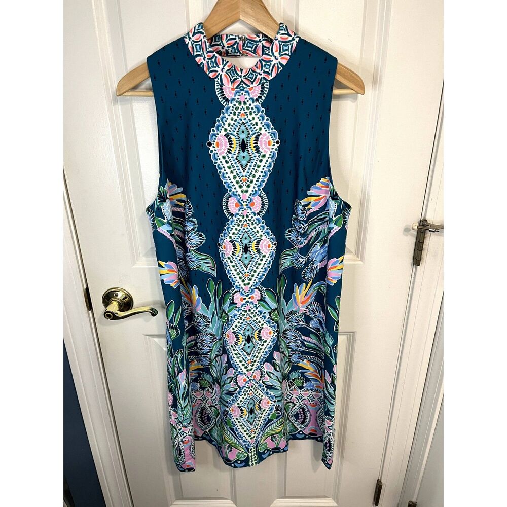 Lilly Pulitzer Brandi Valencia Teal Rain Florist Shift Dress Size 14 - NWT